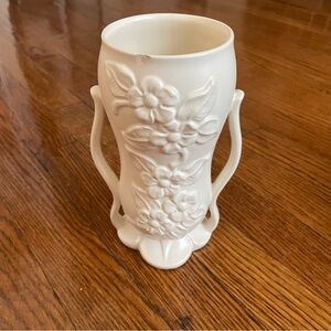 Vintage Red Wing Elegant Cream Floral Ceramic Vase
